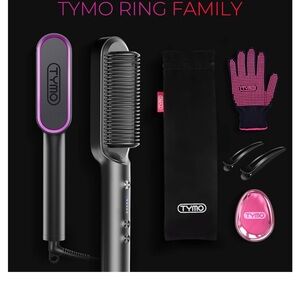 TYMO Ring Hair Straightener Comb Straightening Brush, Black, NWT Open Box
